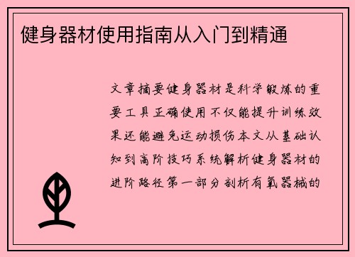 健身器材使用指南从入门到精通